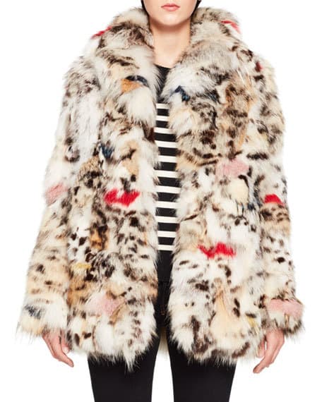 Saint Laurent Color-splashed Fox Fur Coat
