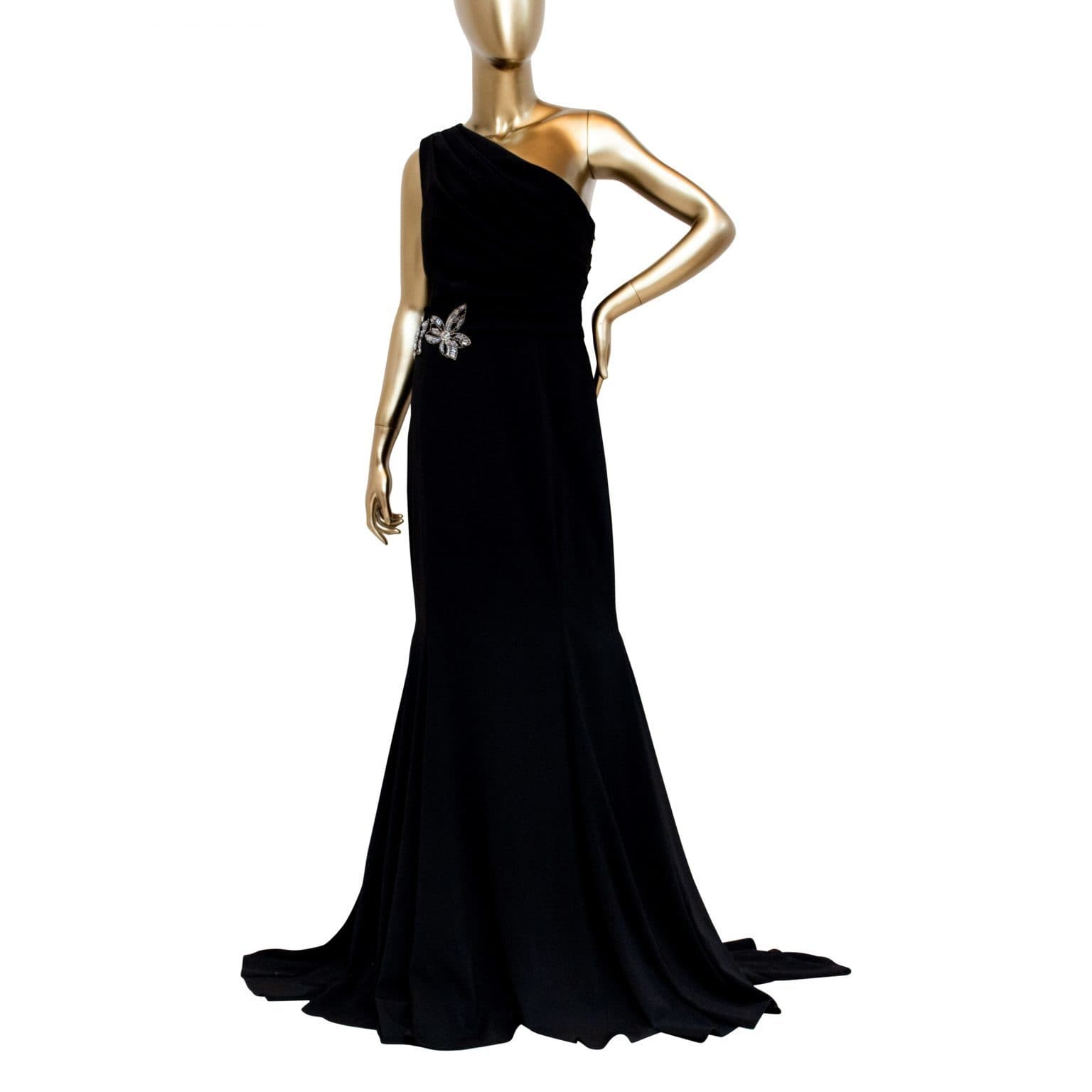 Badgley Mischka Embellished One-shoulder Dress