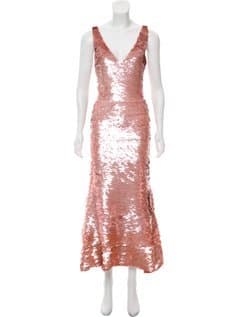Oscar De La Renta Sequin V-neck Gown