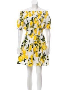Dolce & Gabbana 2016 Lemon Print Off-the-shoulder Dress