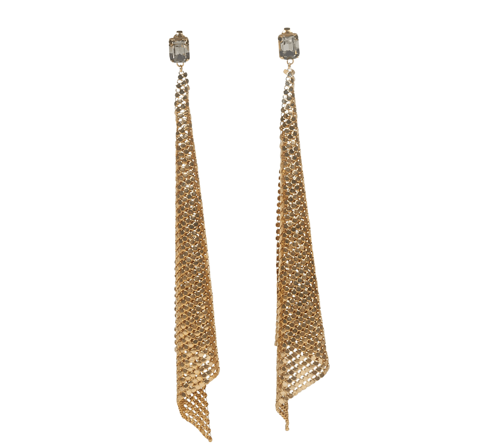 Vintage Gold Paco Rabanne Mesh Earrings