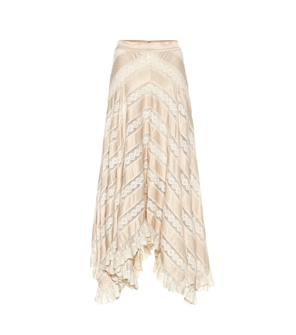 Zimmermann Unbridled Satin And Lace Skirt