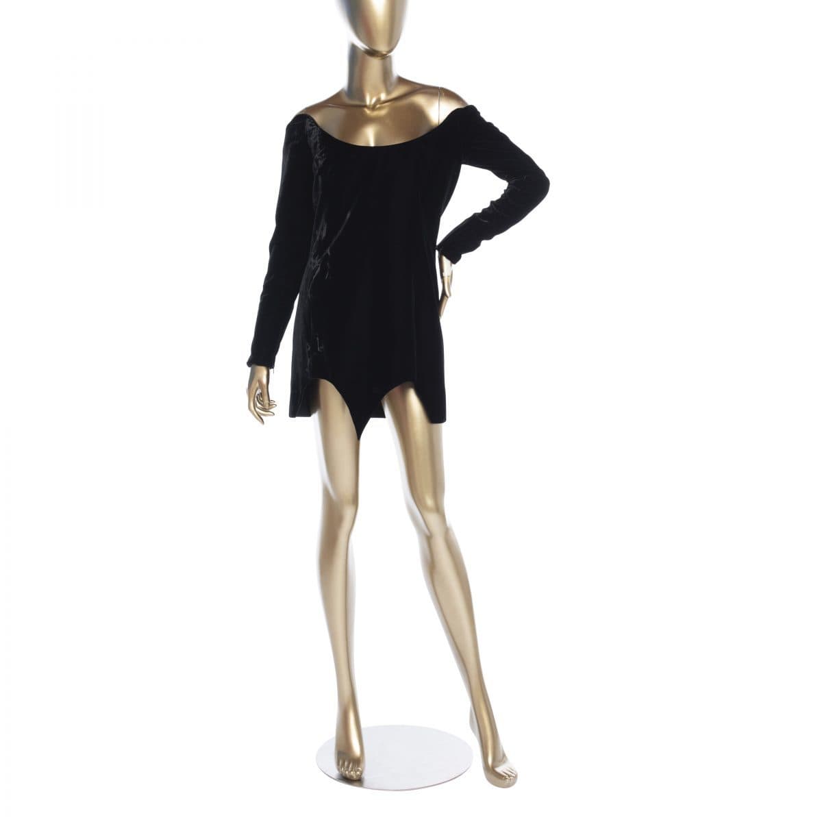 Saint Laurent Velvet Off Shoulder Mini Dress