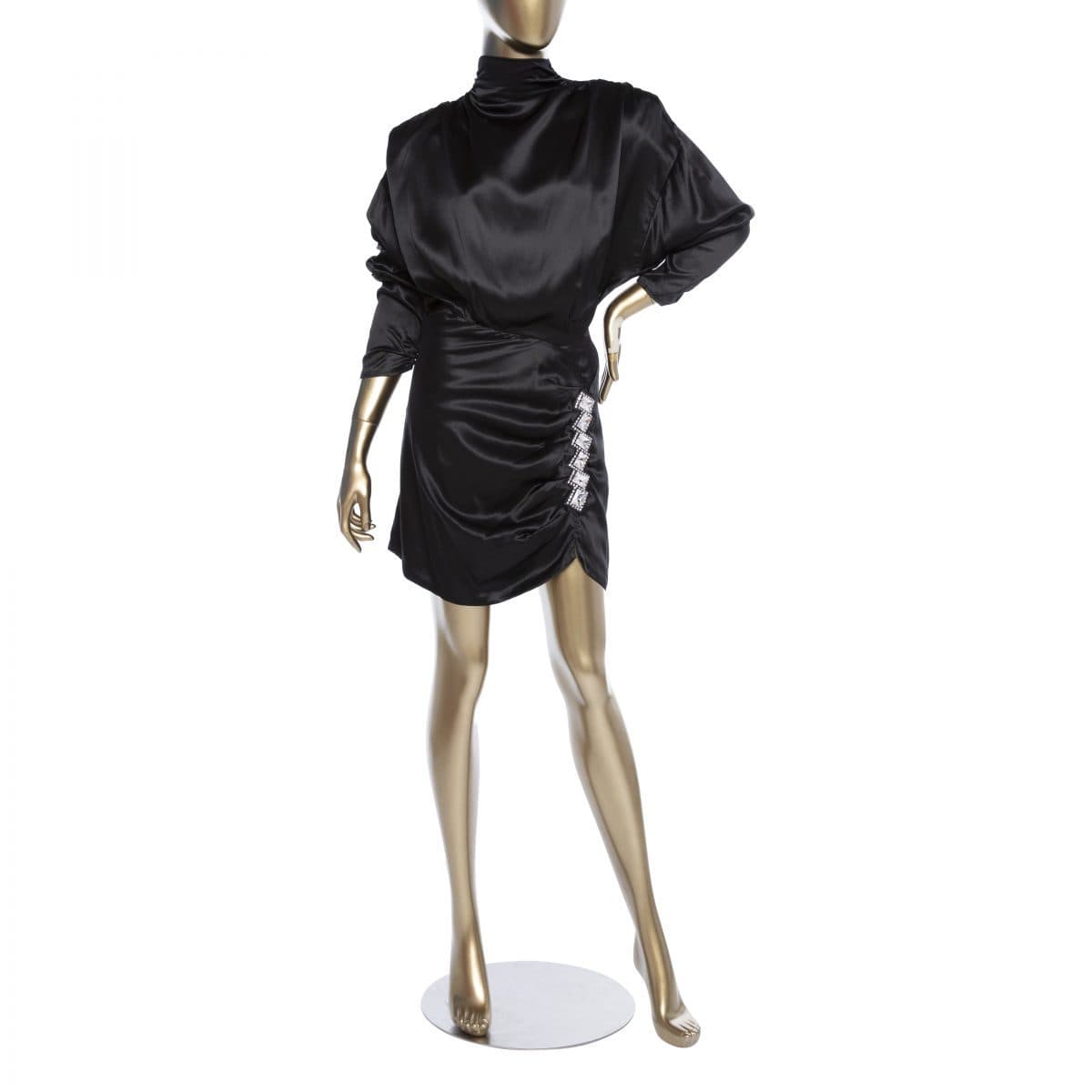Alessandra Rich Silk Satin High Neck Mini Dress