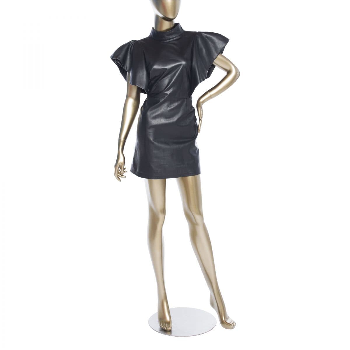 Zeynep Arcay Bold Shoulder Belted Leather Dress