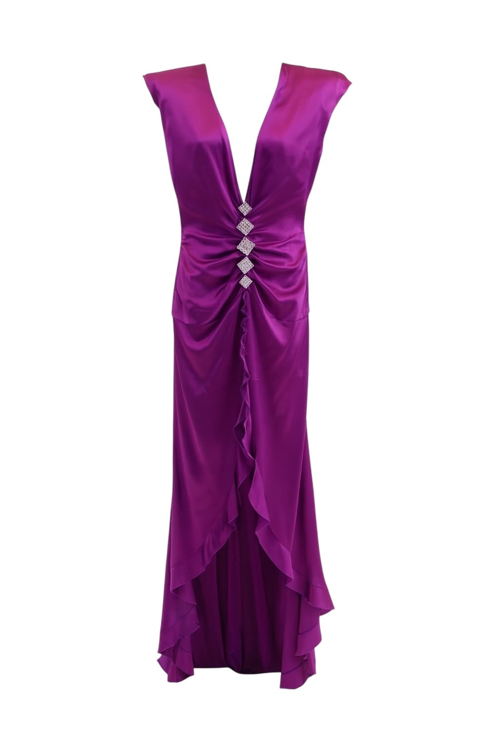 Alessandra Rich Diamond Embellished Silk Dress