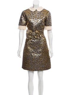 Gucci Leopard Metallic Jacquard Mini Dress