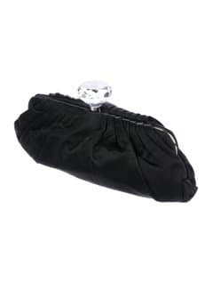 Chanel Black Satin Diamond Clutch