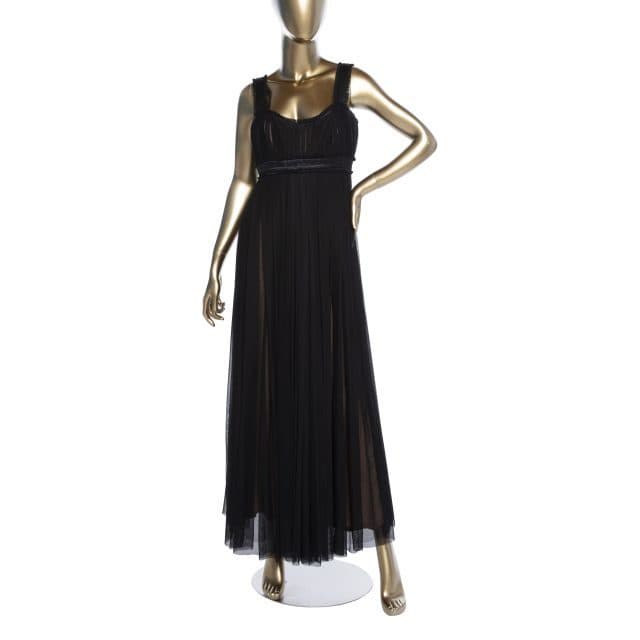 Badgley Mischka Empire Waist Sheer Black Gown