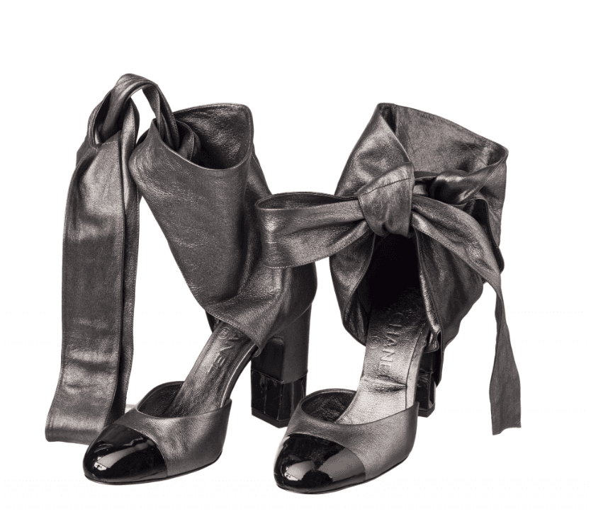 Chanel Ankle Tie Metallic Shoes