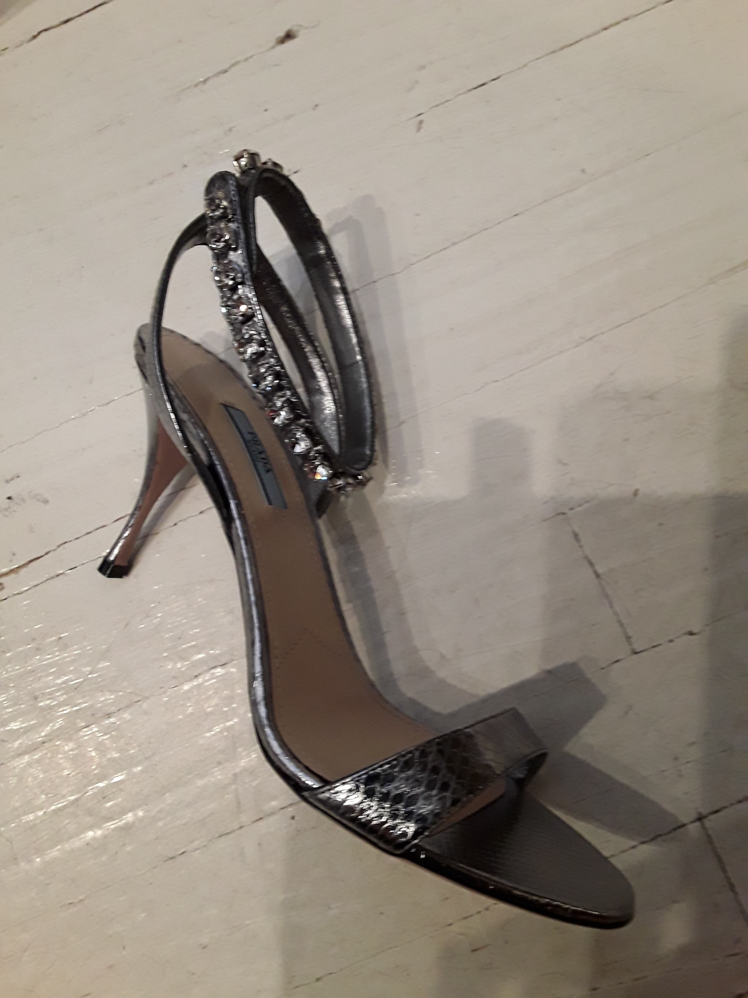 Prada Gray Metallic Sandal