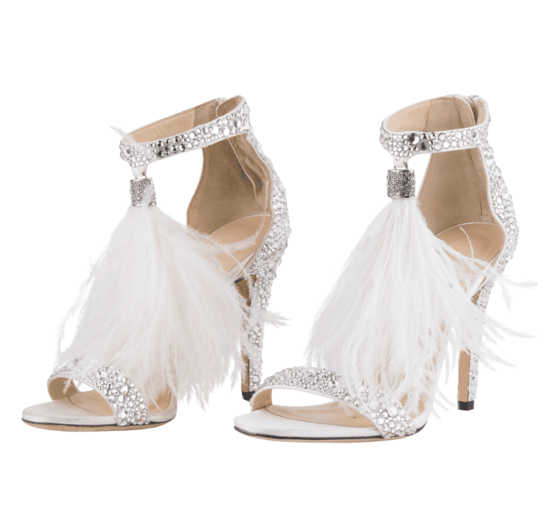 Jimmy Choo White Ostrich Sandals