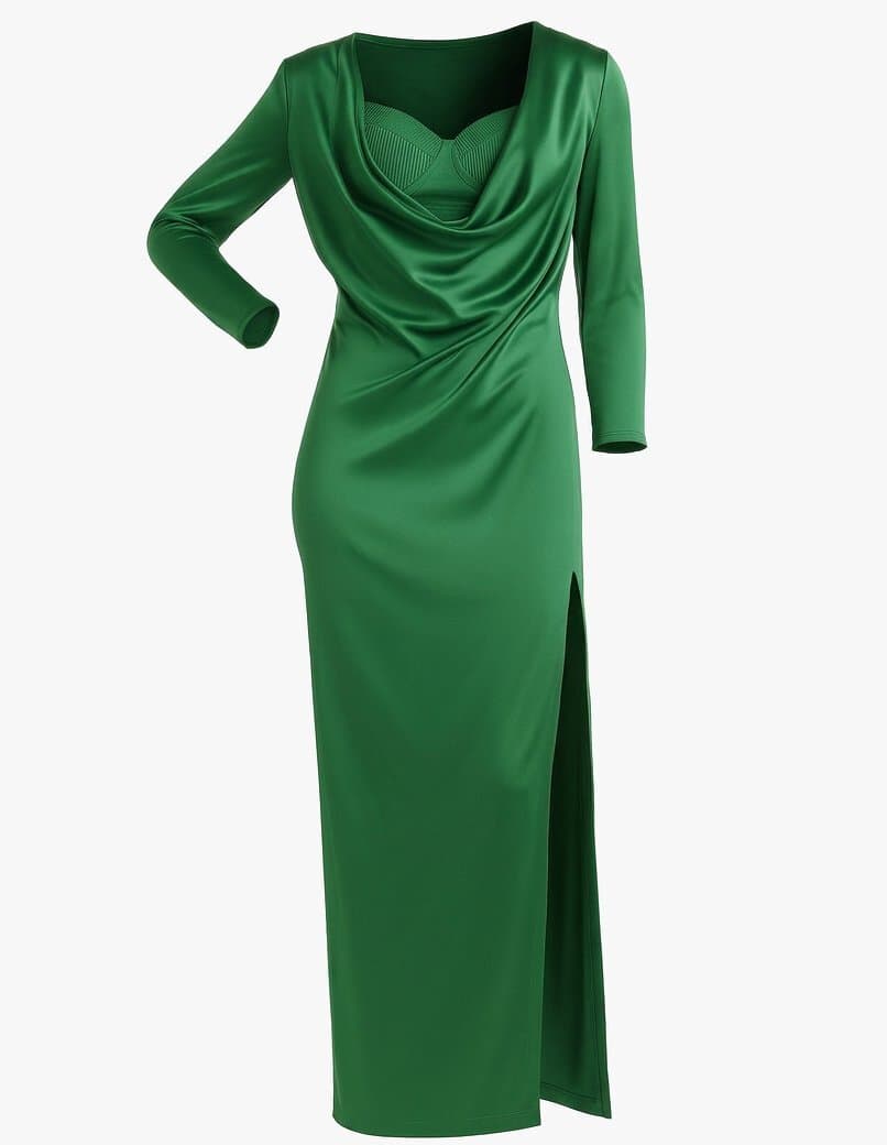 VINTAGE Jean Paul Gaultier Emerald Satin Gown Dress