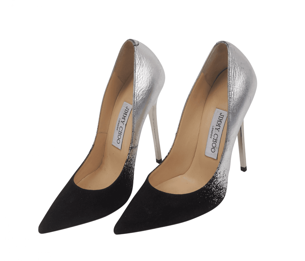 Jimmy Choo Silver Faded Into Black Pump 36