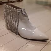 Christopher Kane White Ankle Booties With Rhinestone Fringe — image 1