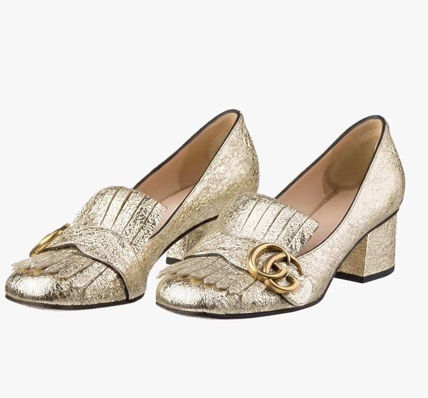 Gucci Gold Marmont Fringe Loafers