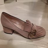 Powdered Pink Gucci Marmont Fringe Loafers — image 1