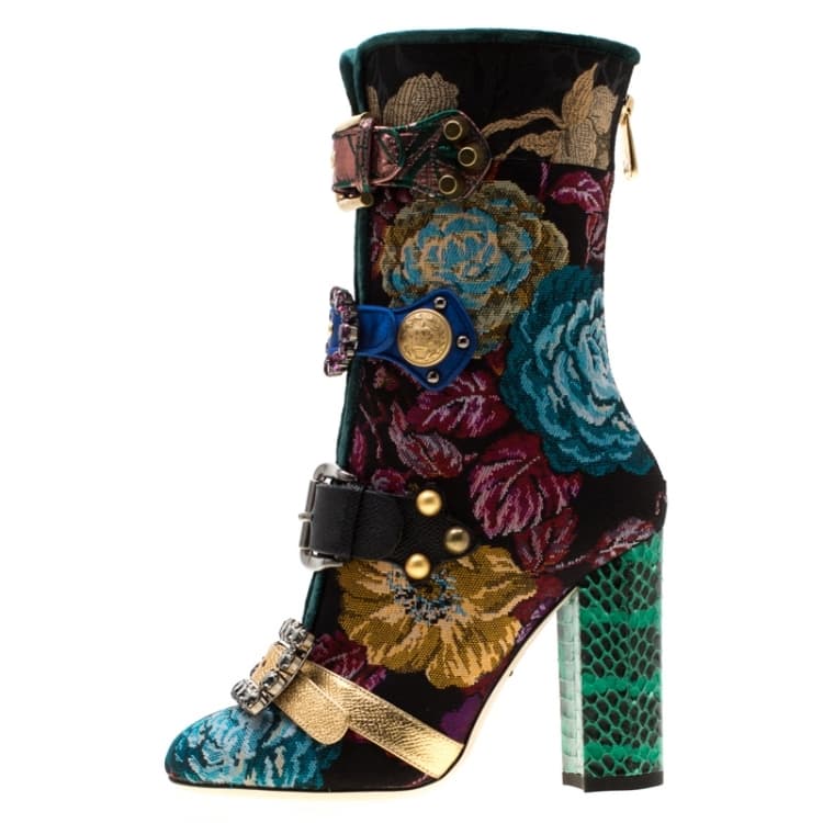 Dolce & Gabbana Tapestry Buckle Boots