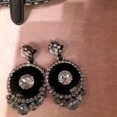 Vintage Black & Rhinestone Clip Earrings — image 1