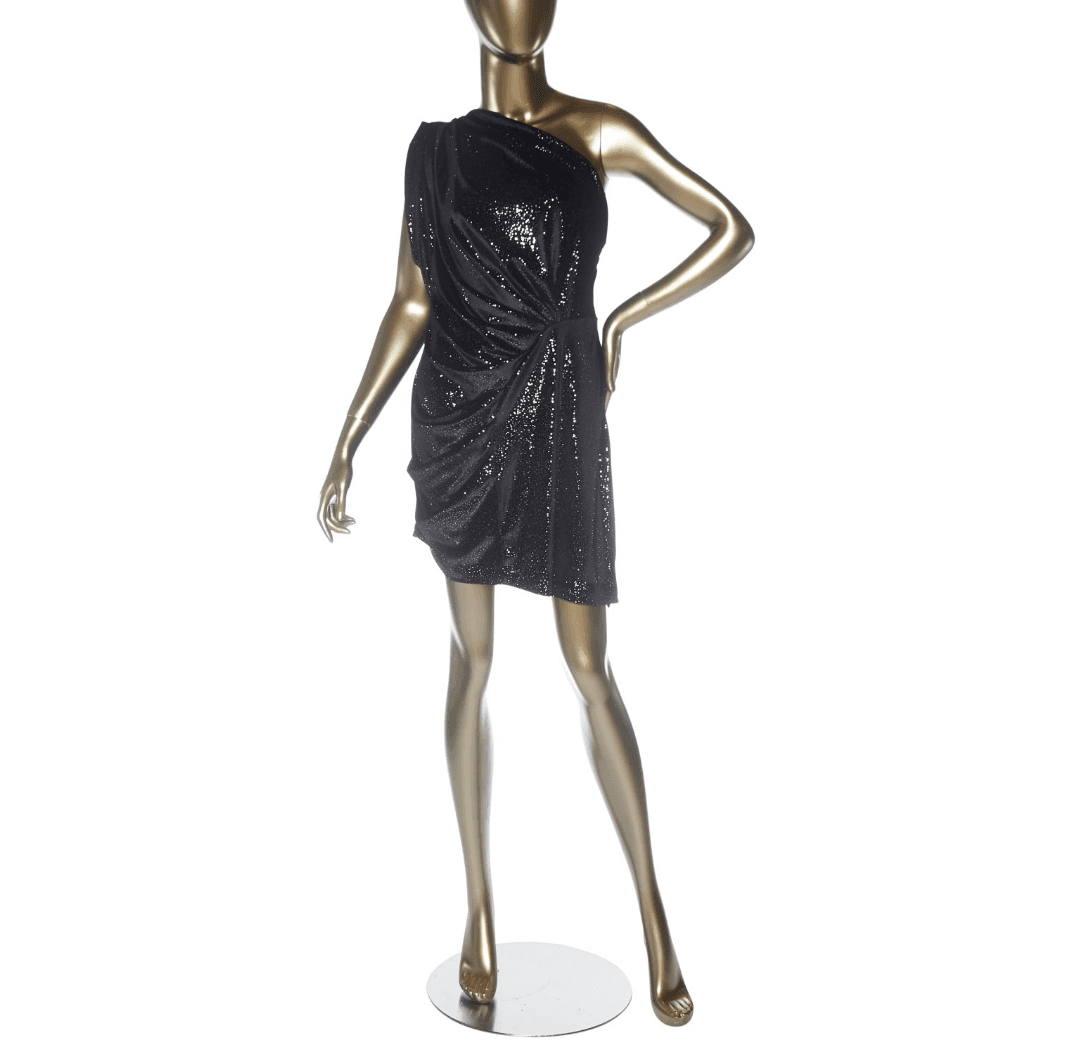 Attico One Shoulder Glitter Dress