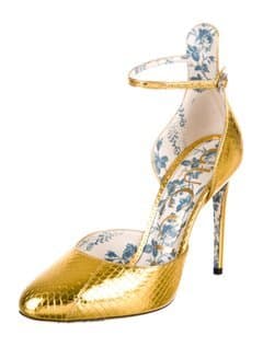 Gucci Metallic Ankle-strap Pumps
