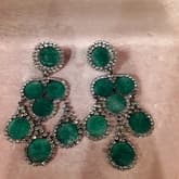 Lawrence Vrba Green And Rhinestone Earrings — image 1