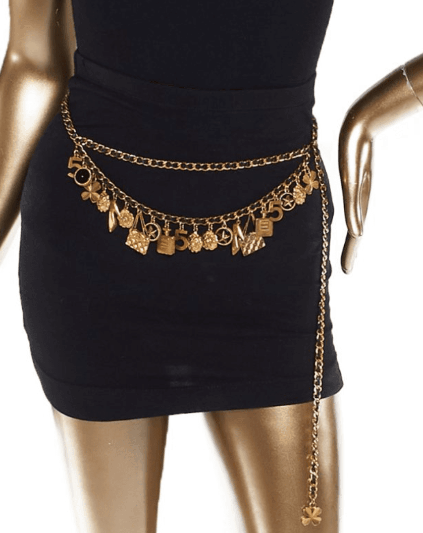 Vintage Chanel Gold-tone Metal Lucky Charms Chain Belt/ Necklace