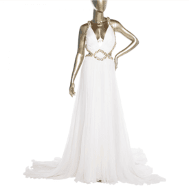 Roberto Cavalli Spring Summer 2009 Chain Embellished White Chiffon Evening Dress — image 2