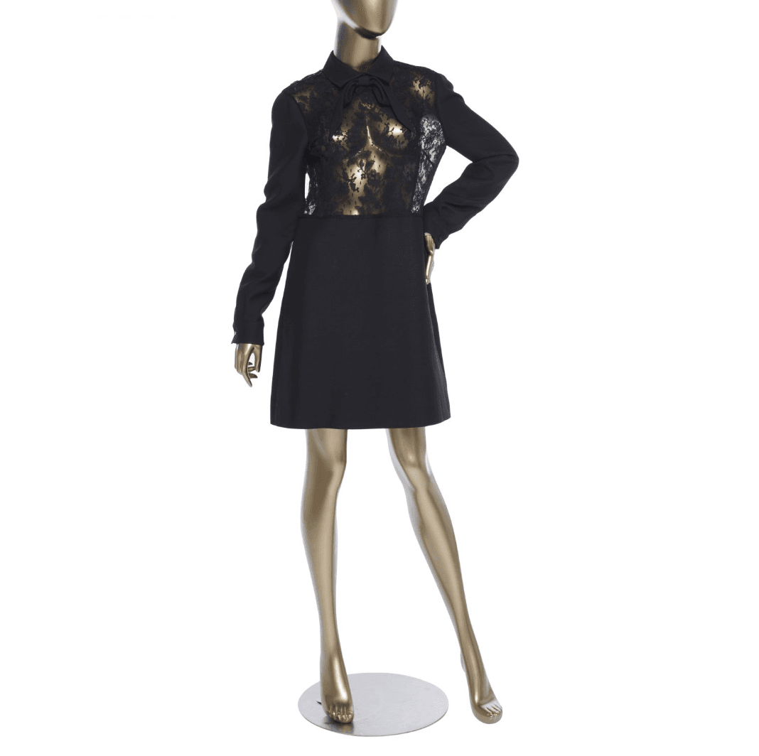 Valentino Lace-paneled Wool Dress