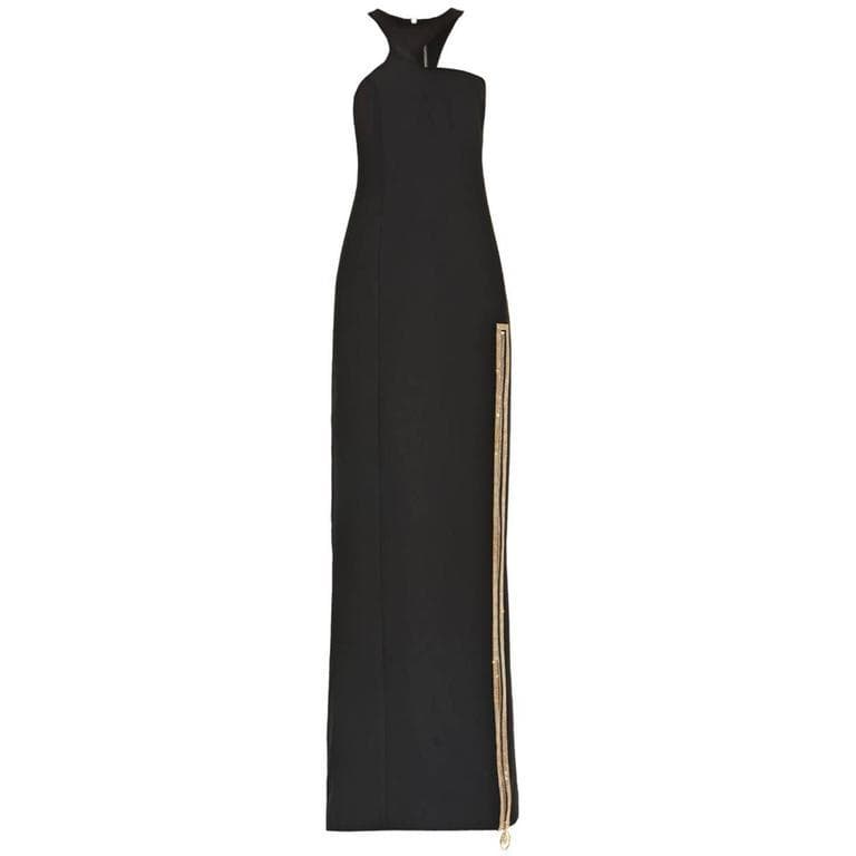 Versace Black Crystal Embellished Gown