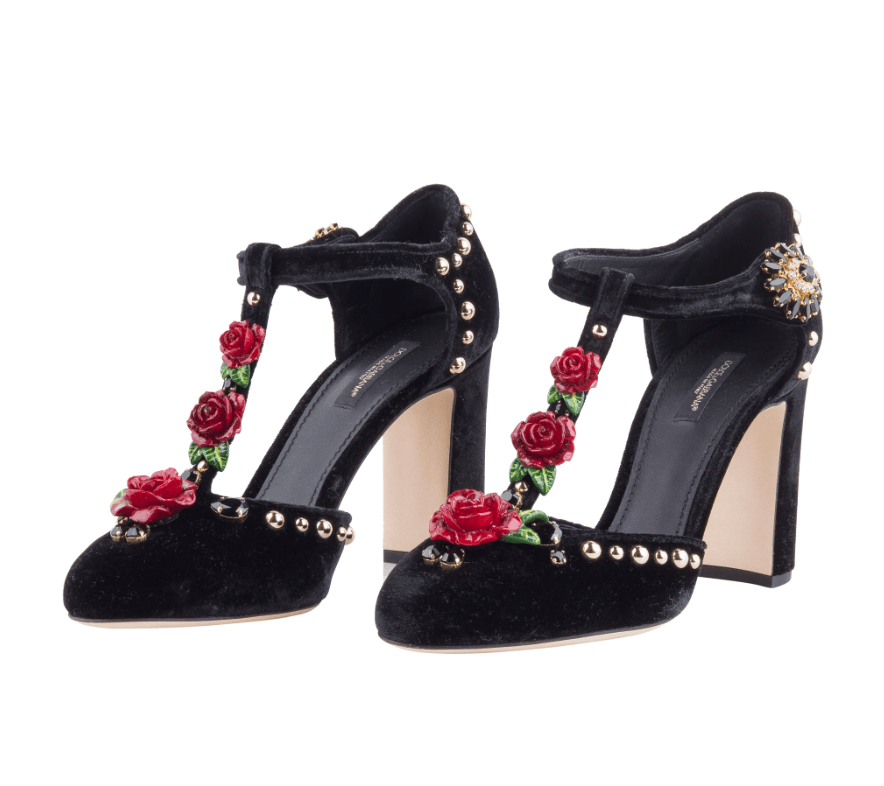 Dolce & Gabbana Embellished T-strap Rose Pump