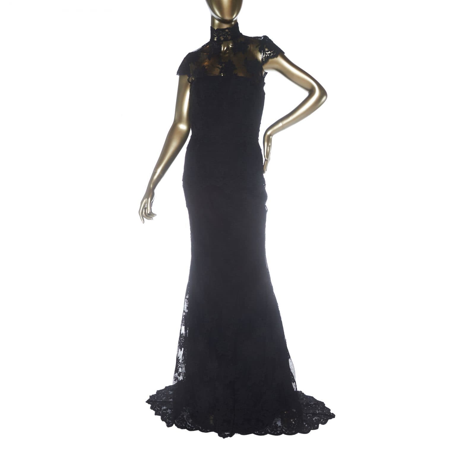 Alex Perry Short-sleeve Lace Gown