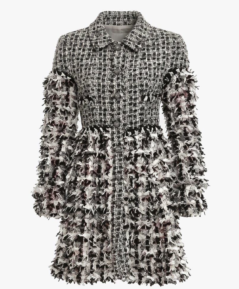 Chanel Fall 2010 Fantasy Fur Black & White Tweed Coat