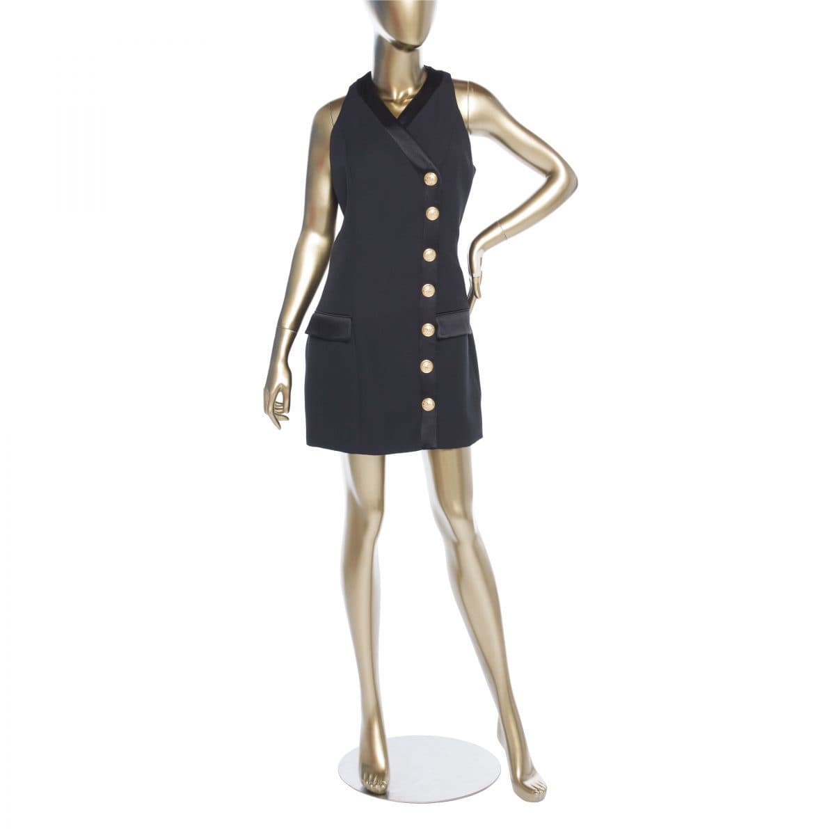 Balmain Sleeveless Suit Mini Dress With Button Detail