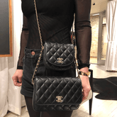 Chanel Black Lambskin Quilted Side Packs Double Bag — image 1