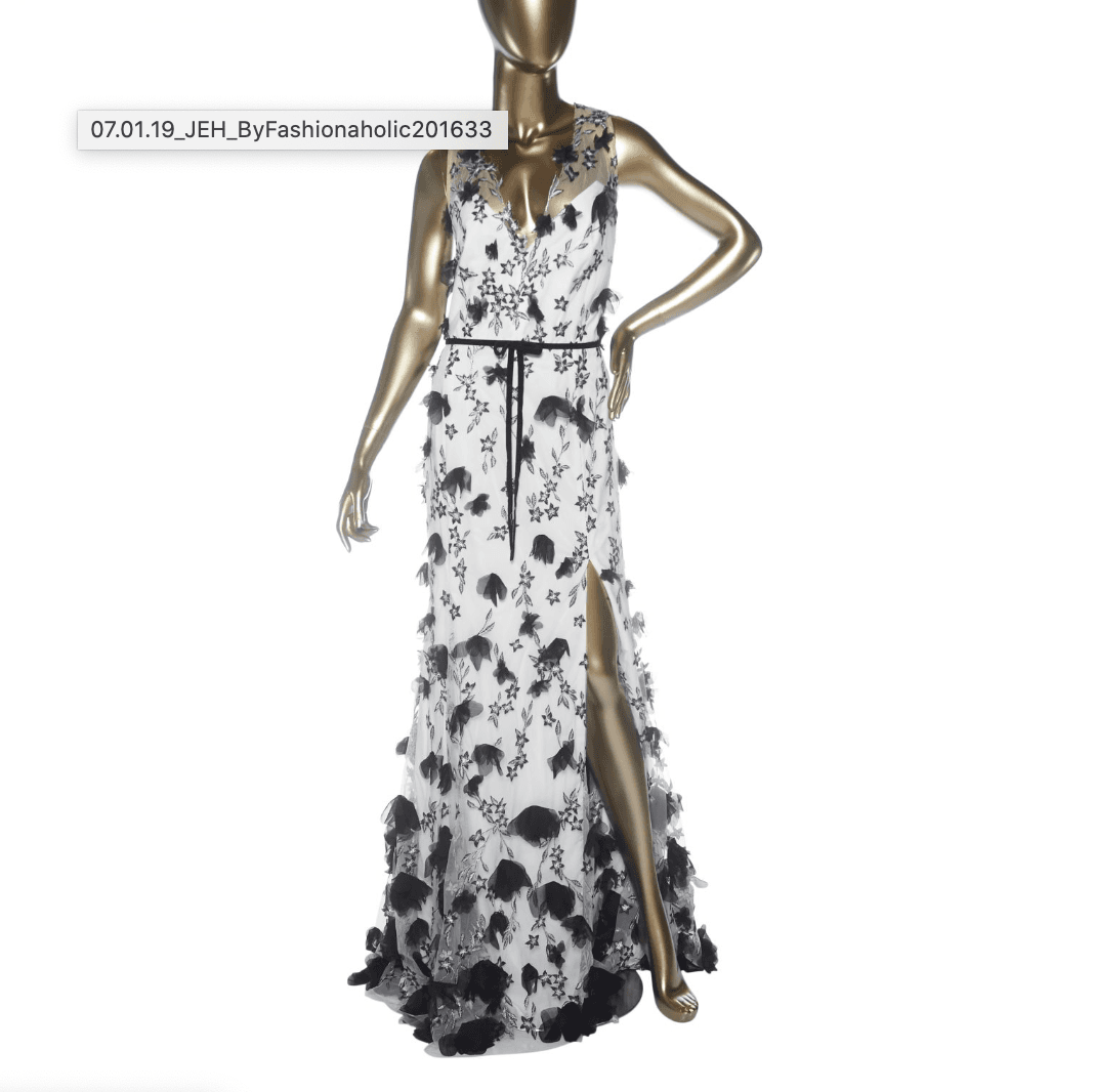 Marchesa Notte Mesh Maxi Gown