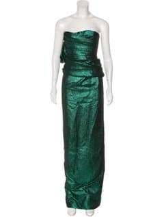 Dsquared² Strapless Metallic Green Dress