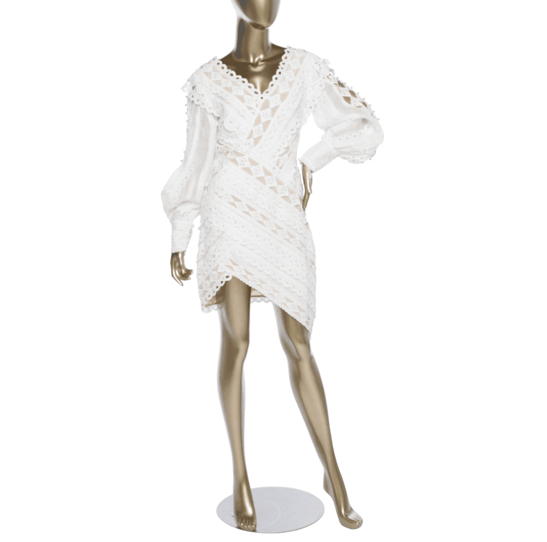 Zimmermann Lace Asymmetrical Hem White Dress