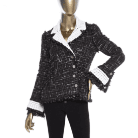 Chanel Long Sleeve Tweed Jacket With Crochet Trim — image 5