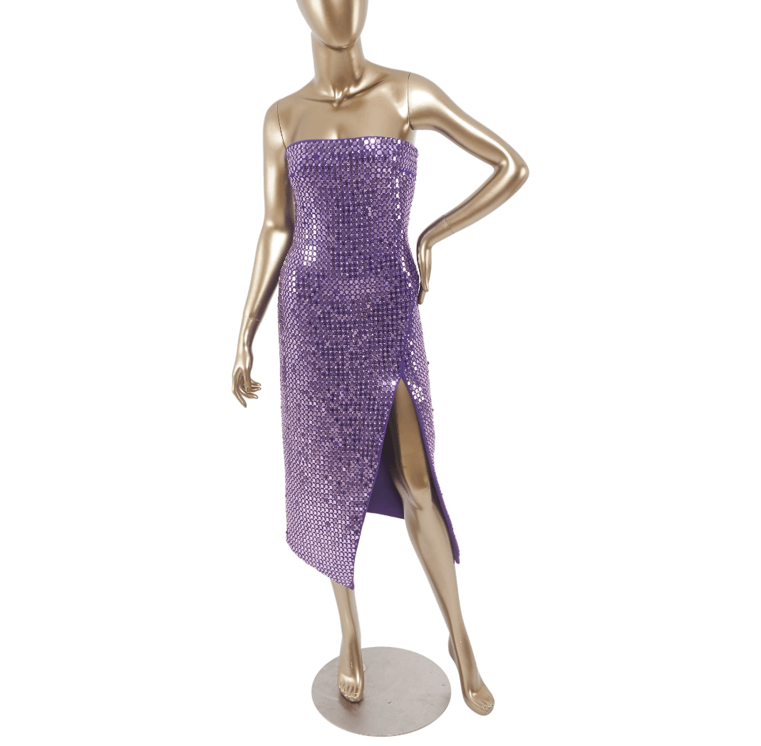 David Koma Purple Sequin Midi Dress
