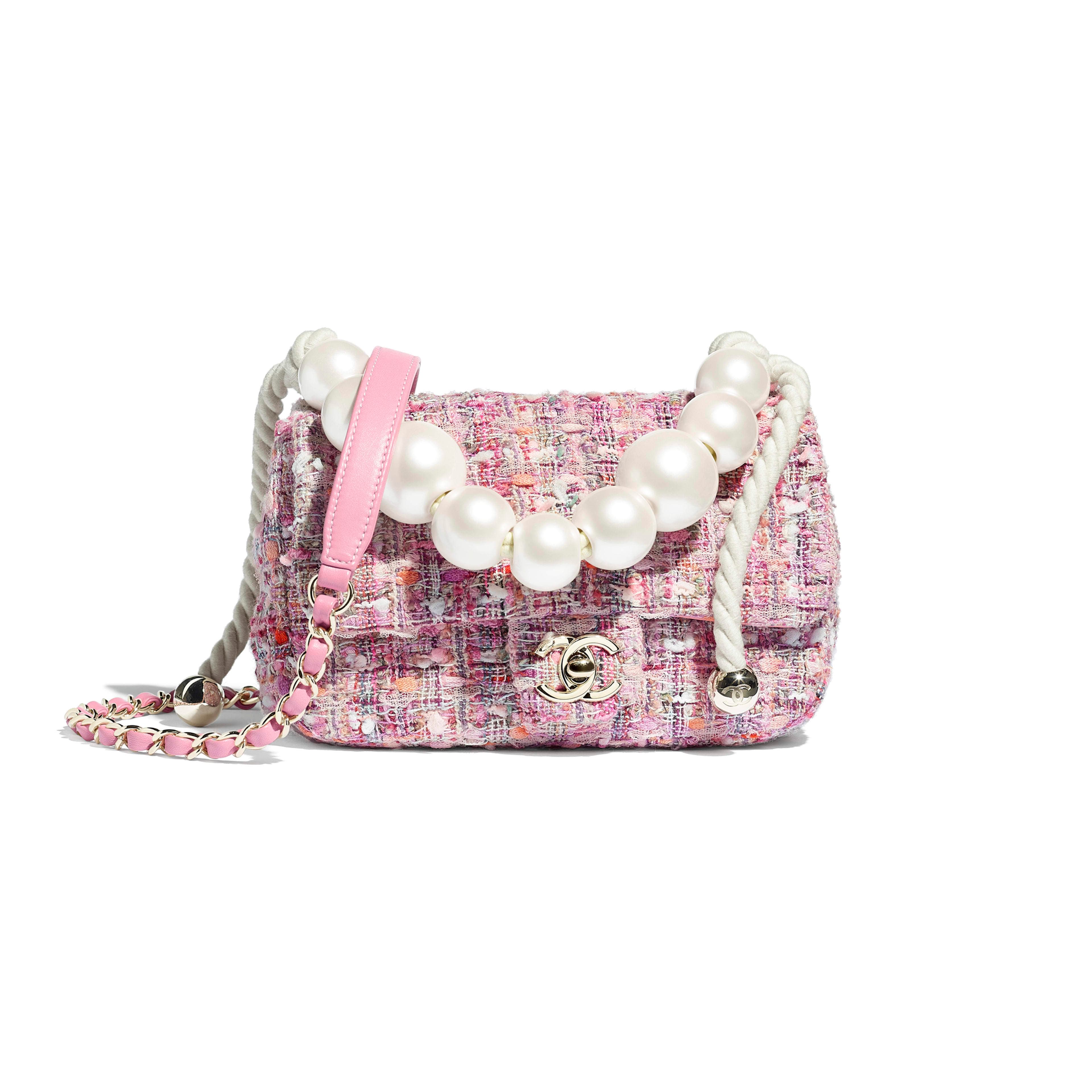 Chanel Tweed Cord Pearl Flap Bag
