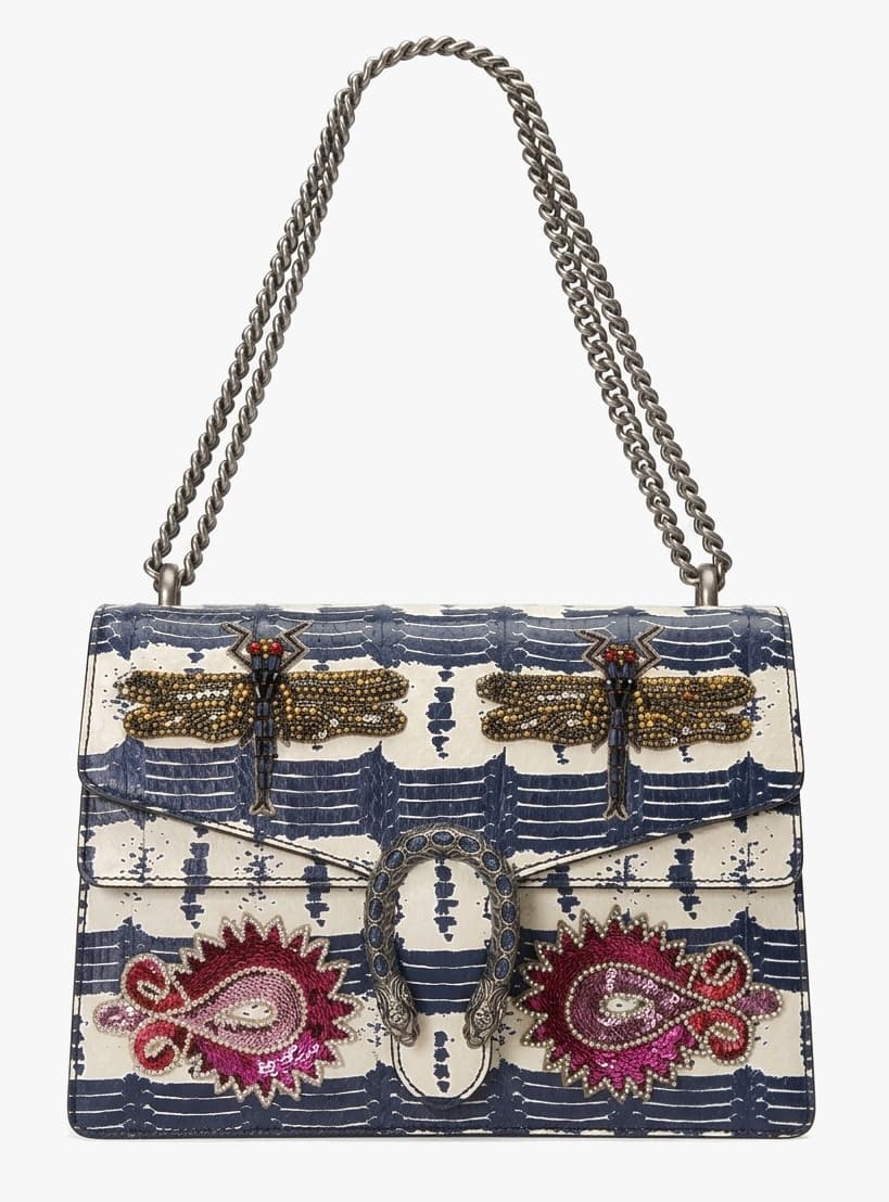Gucci 2017 Dionysus Medium Snakeskin Dragonfly Shoulder Bag