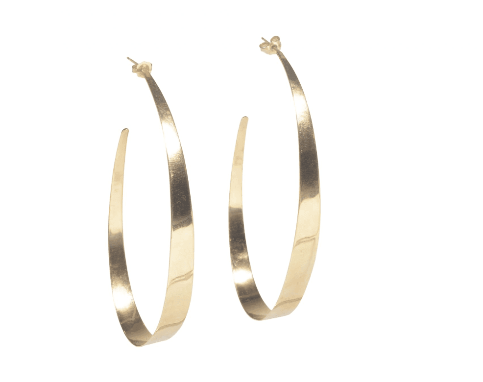 Lana Gold Flat Curved Hoop Earrings