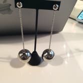 Vintage Silver Drop Ball Earrings — image 1