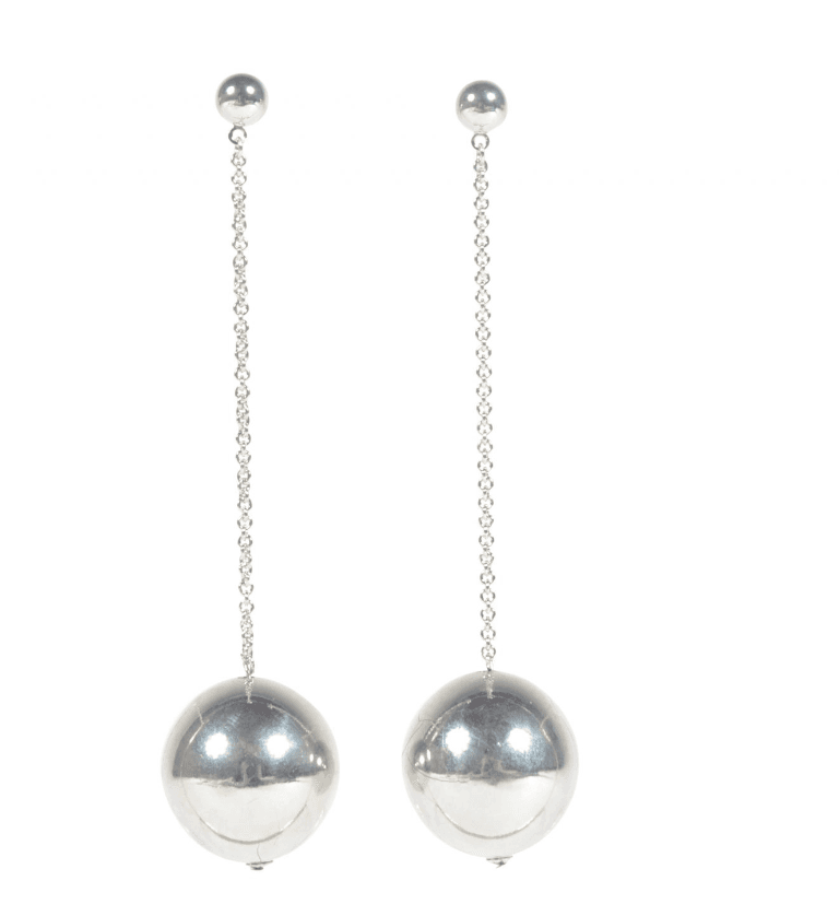 Vintage Silver Drop Ball Earrings