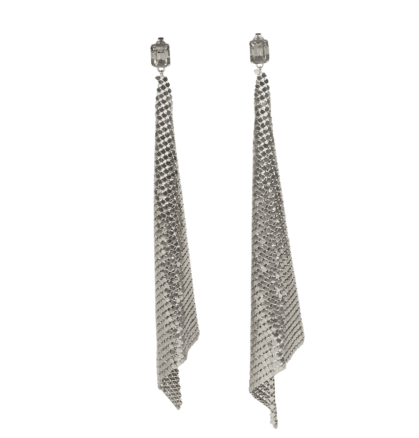 Vintage Silver Paco Rabanne Mesh Earrings
