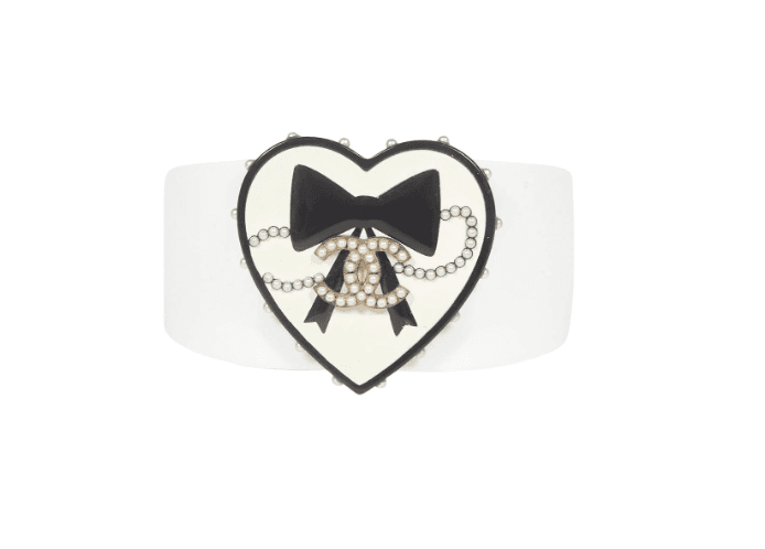 Chanel White Cuff With Black Bow