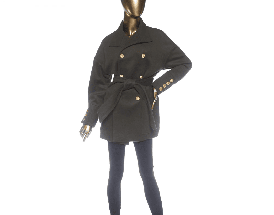 Balmain Wool Coat Army Green