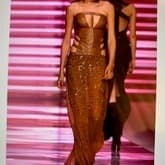 Gianni Versace Vintage Fall 2001 Crystal Embellished Silk And Leather Bondage Dress — image 1
