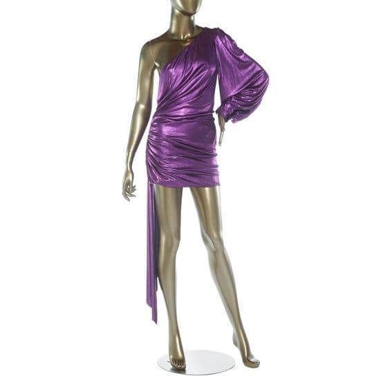 Alexandre Vauthier Hot Pink One Shoulder Metallic Dress